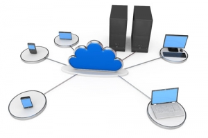 server_computer_laptop_connected_in_network_displaying_cloud_computing_stock_photo
